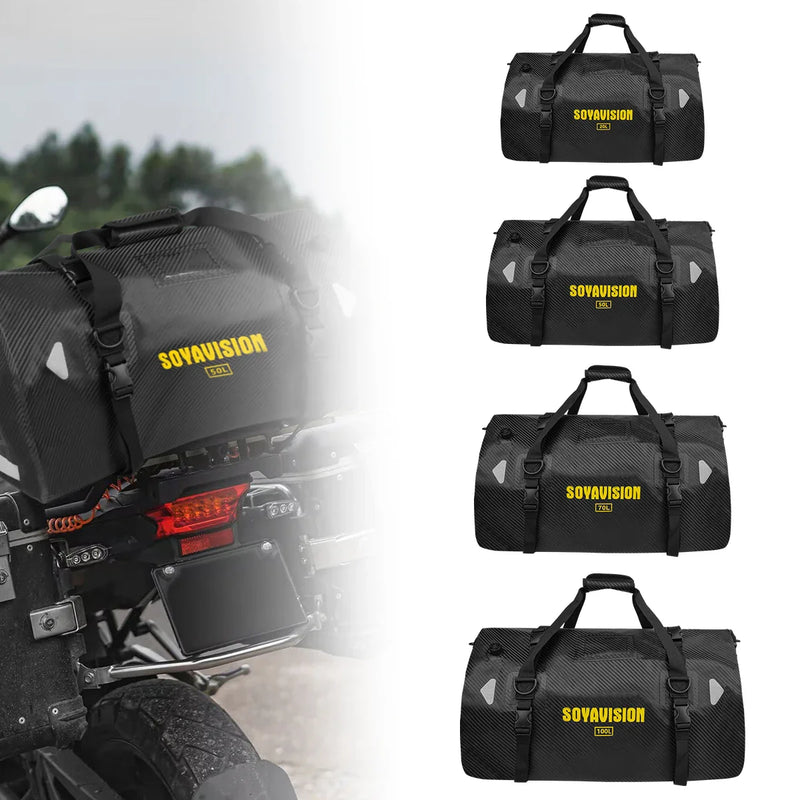 Motorcycle Waterproof Dry Duffle Bag – Reflective Outdoor Tail Luggage for Travel, Fishing, Camping, Boating, and Skiing