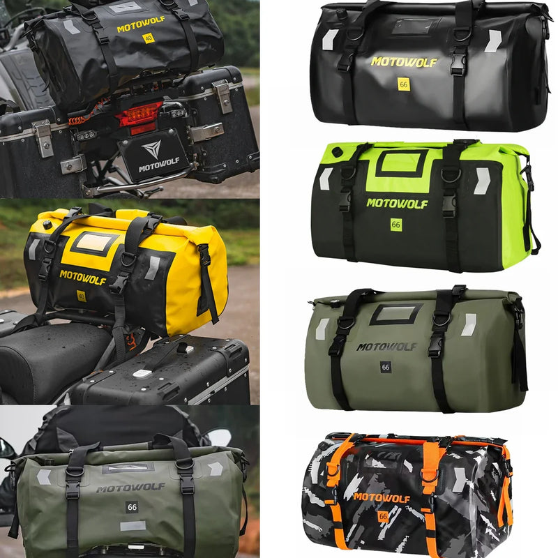 Motorcycle Waterproof Dry Duffle Bag – Reflective Outdoor Tail Luggage for Travel, Fishing, Camping, Boating, and Skiing