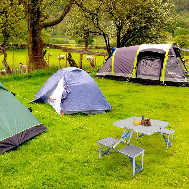 Aluminum Alloy One Piece Folding Picnic Table and Chair