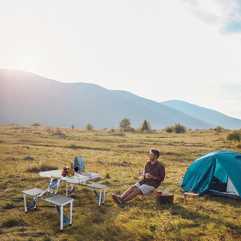 Aluminum Alloy One Piece Folding Picnic Table and Chair