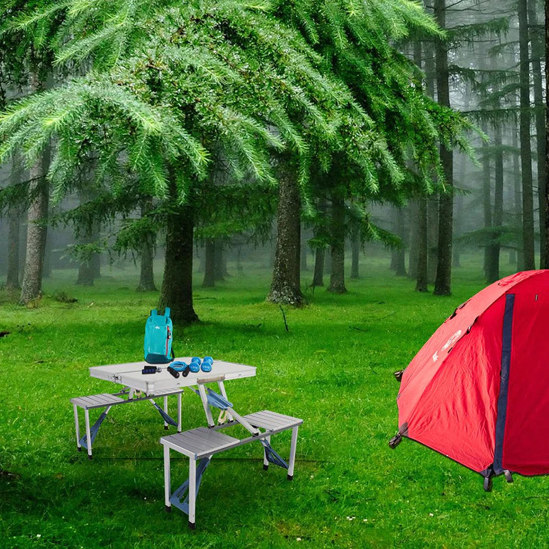 Aluminum Alloy One Piece Folding Picnic Table and Chair