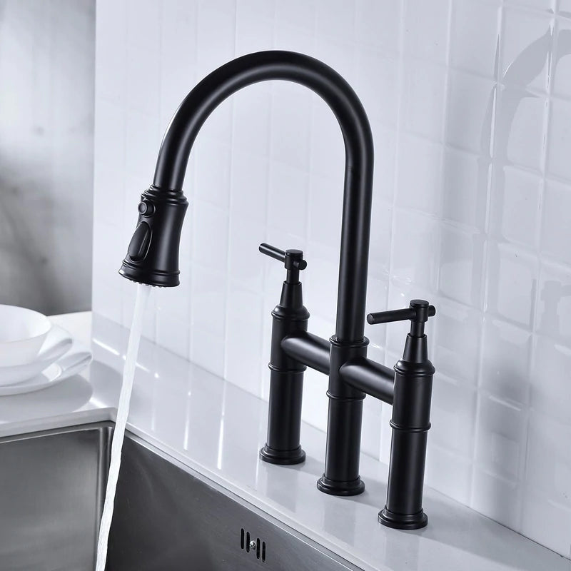 Pull Down Double Handle Kitchen Faucet