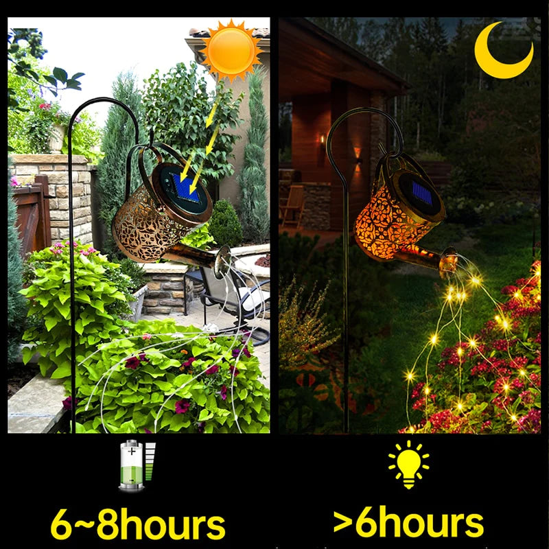 Solar Powered Watering Can With Flowing LEDs