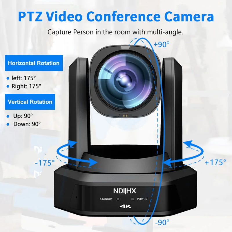 4K NDI PTZ Camera SDI &HDMI &USB3.0 Video PTZ Network IP Live Streaming Camera With 12x 20x Zoom for Broadcast Conference Church