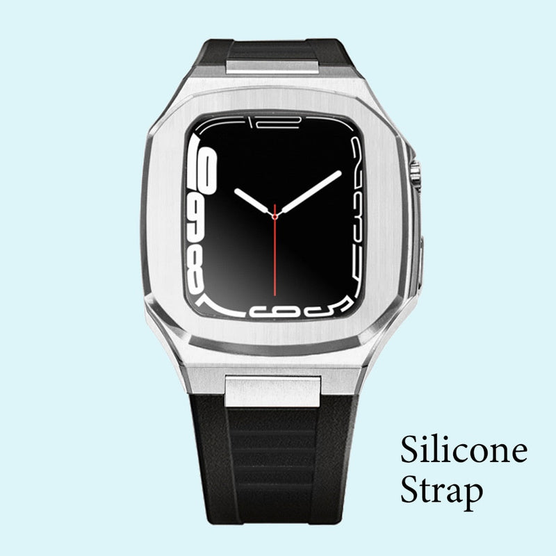 Luxury Stainless Steel Case Silicone Strap Kit for Apple Watch