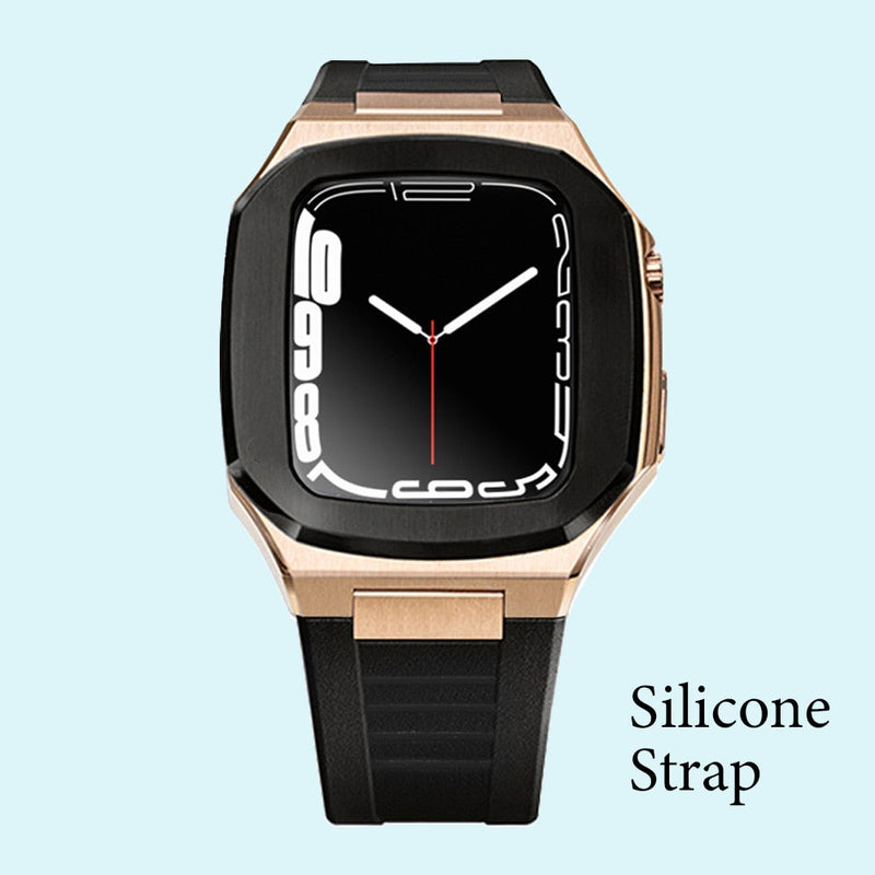 Luxury Stainless Steel Case Silicone Strap Kit for Apple Watch