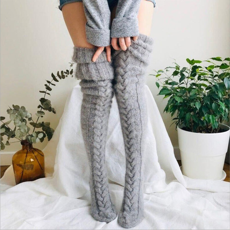 Thick Knitted Thigh High Socks