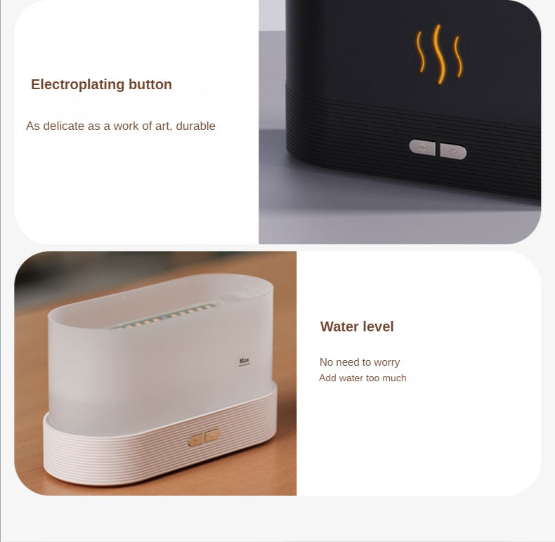 Flame Air Humidifier and Aroma Essential Oil Diffuser