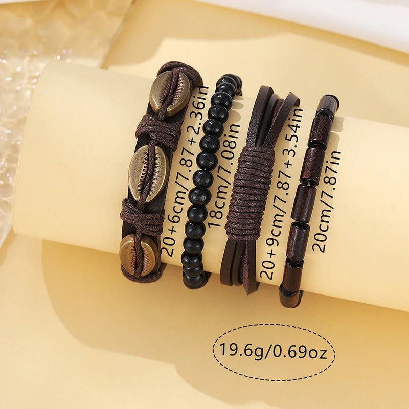 5 Pcs Men's Retro Quartz Watch & Bracelet Set