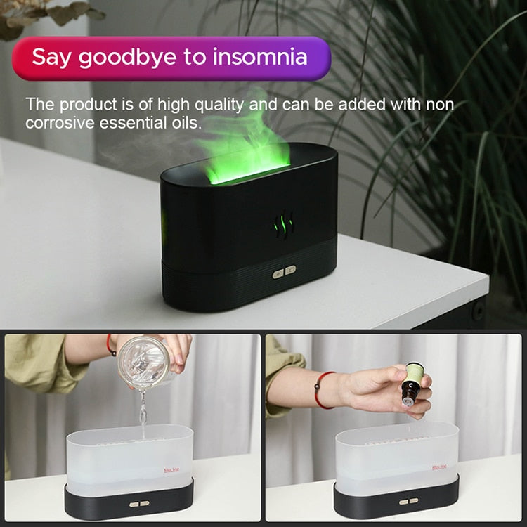 3D Flame Humidifier Essential Oil Diffuser