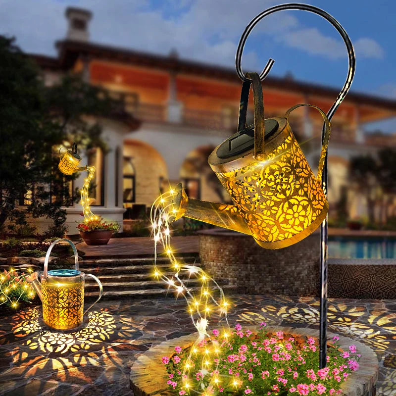 Solar Powered Watering Can With Flowing LEDs