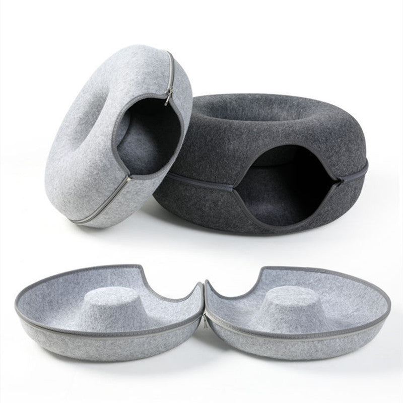Donut Felt Cat Cave Pet Bed