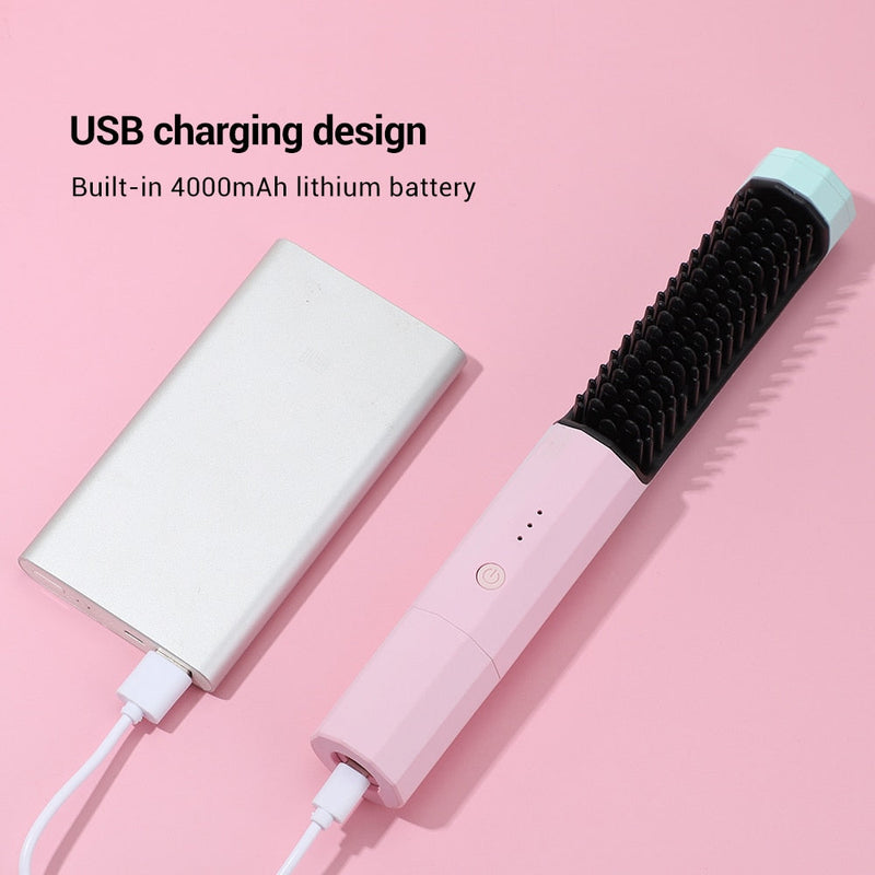 2 In 1 Wireless Frizz Free Hair Straightener Brush