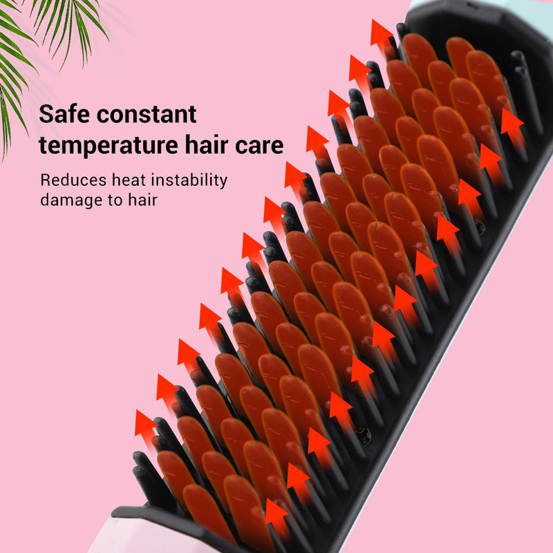 2 In 1 Wireless Frizz Free Hair Straightener Brush