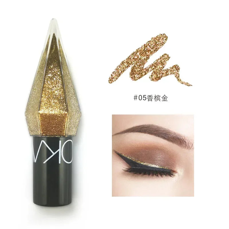 Diamond Shiny Eyeliners & Eyeshadow - Waterproof Glitter Liquid Eye Makeup in Silver and Rose Gold for Sparkling Eye Beauty