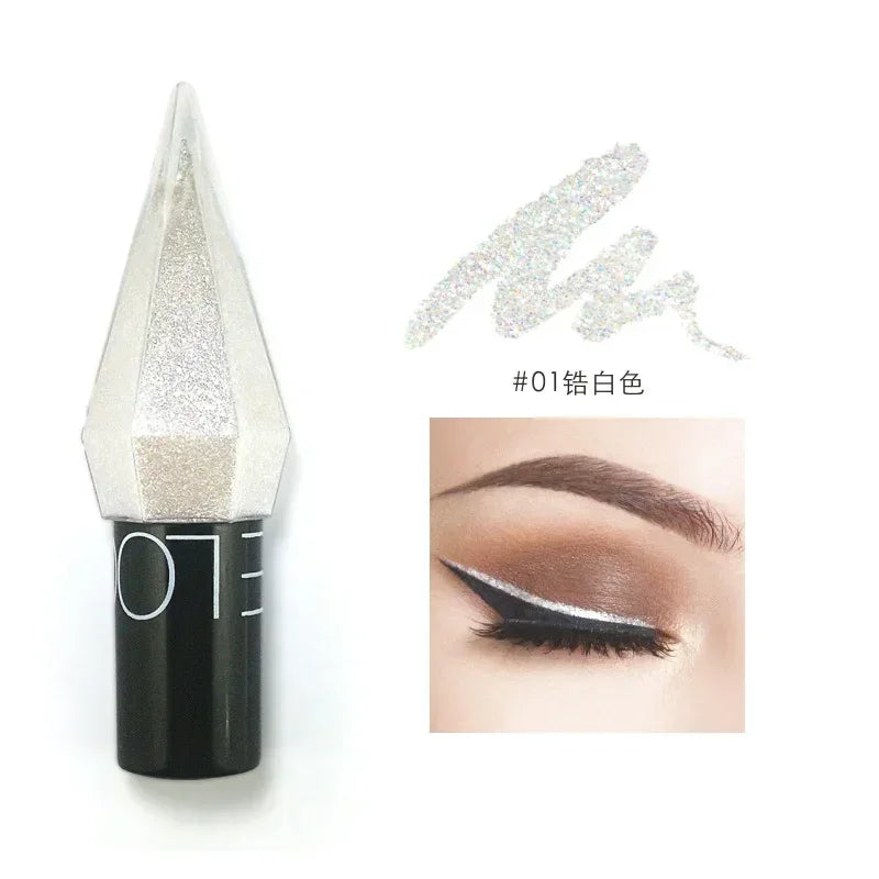 Diamond Shiny Eyeliners & Eyeshadow - Waterproof Glitter Liquid Eye Makeup in Silver and Rose Gold for Sparkling Eye Beauty