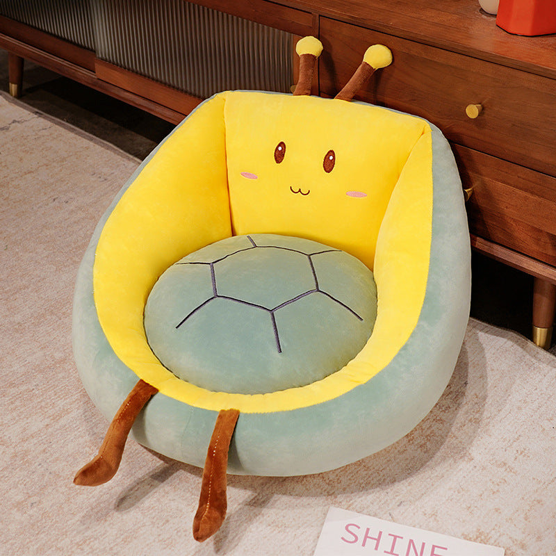 Solid Plush Square Mat Chair Cushion – Soft Cotton Padded Seat Mat for Office, Home & Outdoor Lounging Turtle Bee and Bee Shark Design