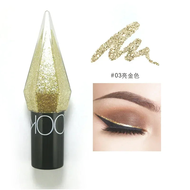 Diamond Shiny Eyeliners & Eyeshadow - Waterproof Glitter Liquid Eye Makeup in Silver and Rose Gold for Sparkling Eye Beauty