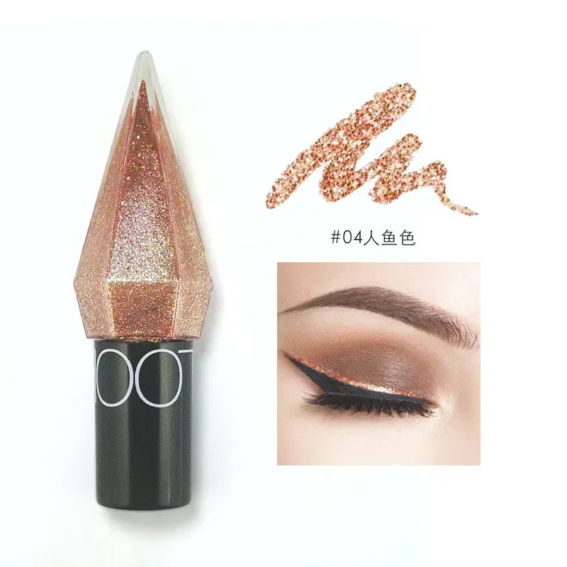 Diamond Shiny Eyeliners & Eyeshadow - Waterproof Glitter Liquid Eye Makeup in Silver and Rose Gold for Sparkling Eye Beauty