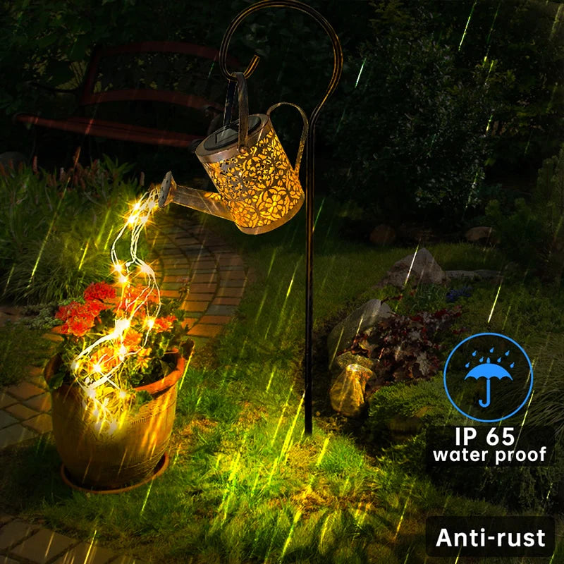 Solar Powered Watering Can With Flowing LEDs