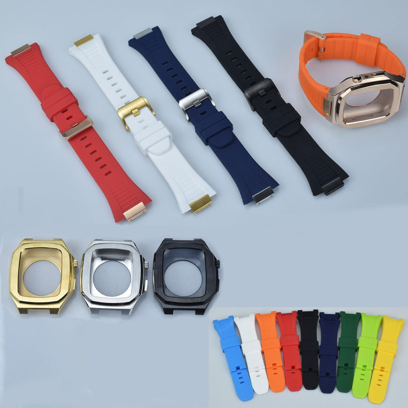 Luxury Stainless Steel Case Silicone Strap Kit for Apple Watch