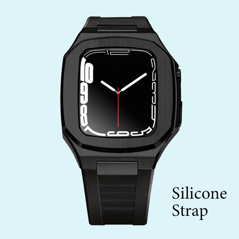 Luxury Stainless Steel Case Silicone Strap Kit for Apple Watch