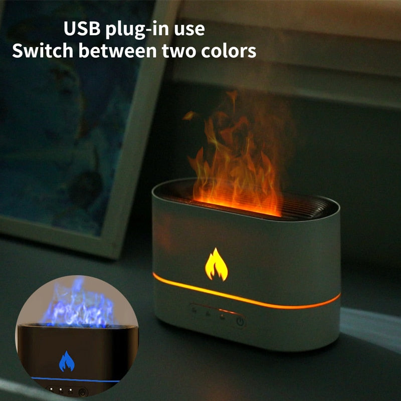 Flame Air Humidifier and Aroma Essential Oil Diffuser