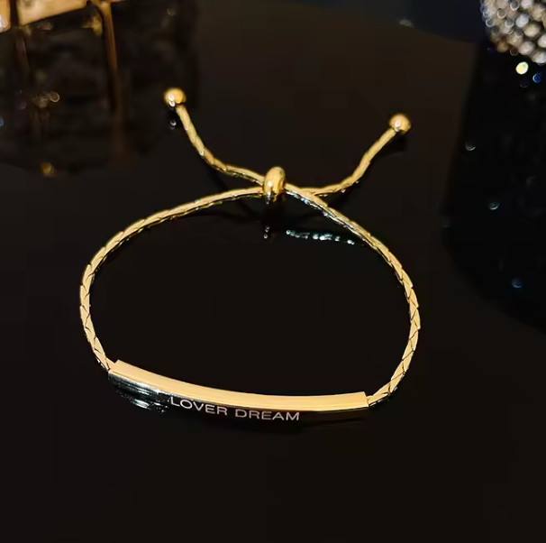 Gold-Plated Rhinestone Bracelet – 18K Gold Adjustable Stainless Steel Jewelry for the Modern Trendsetter