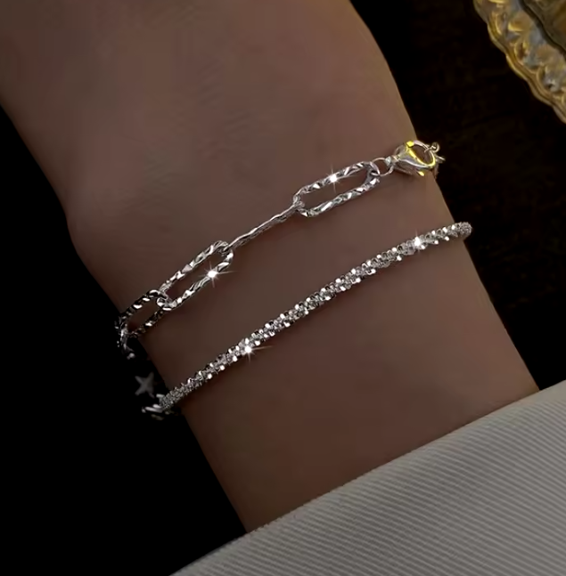 Gold-Plated Rhinestone Bracelet – 18K Gold Adjustable Stainless Steel Jewelry for the Modern Trendsetter