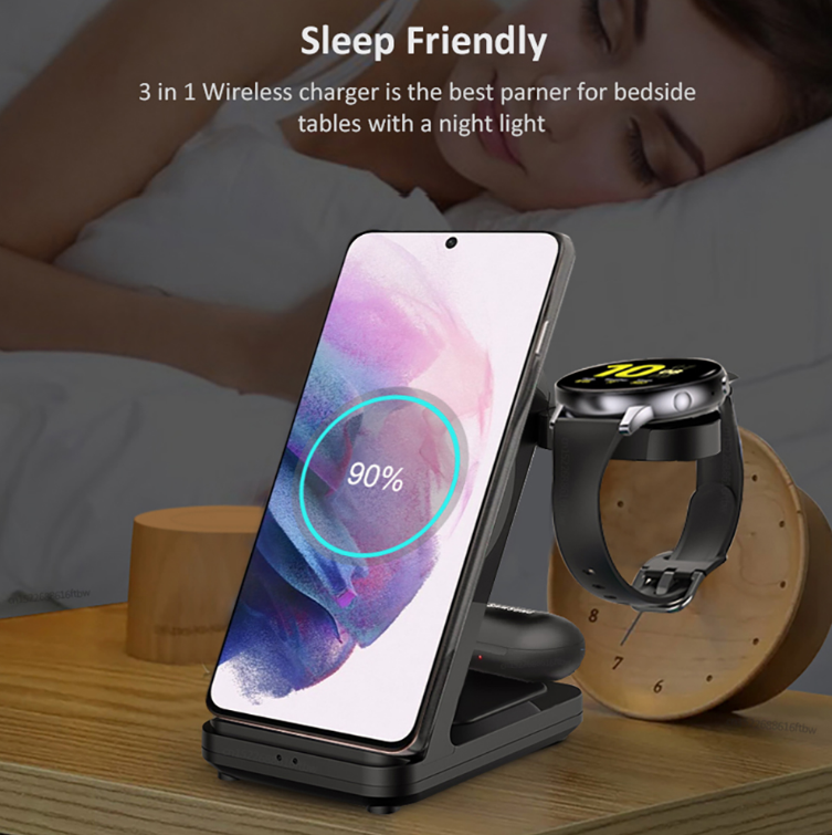 3 in 1 Charging Station For Multiples Devices Fast Wireless Charging Dock For Watches & Phones