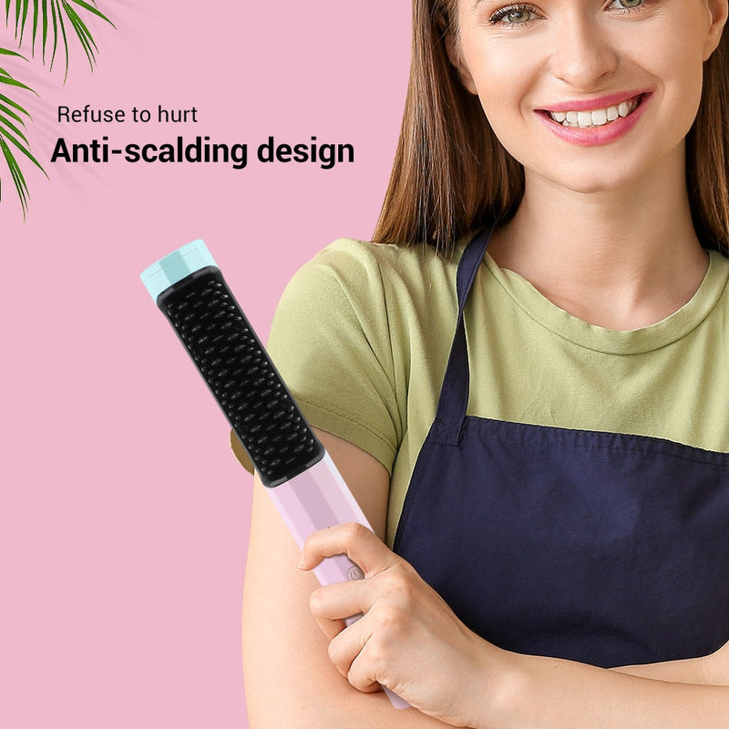 2 In 1 Wireless Frizz Free Hair Straightener Brush