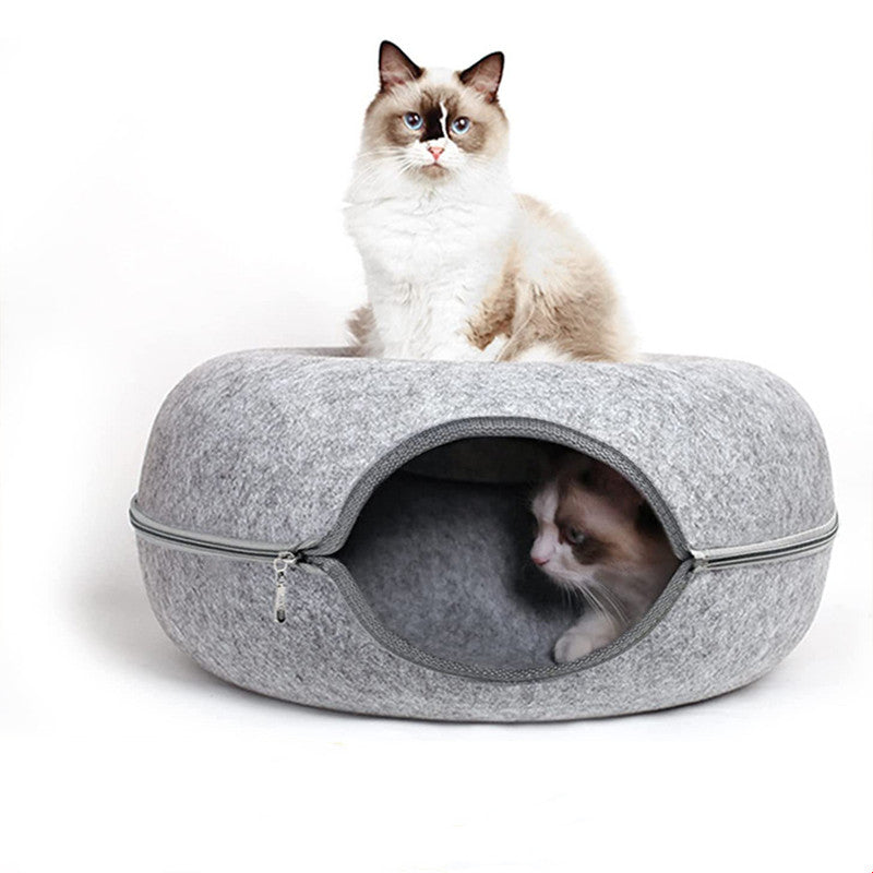 Donut Felt Cat Cave Pet Bed