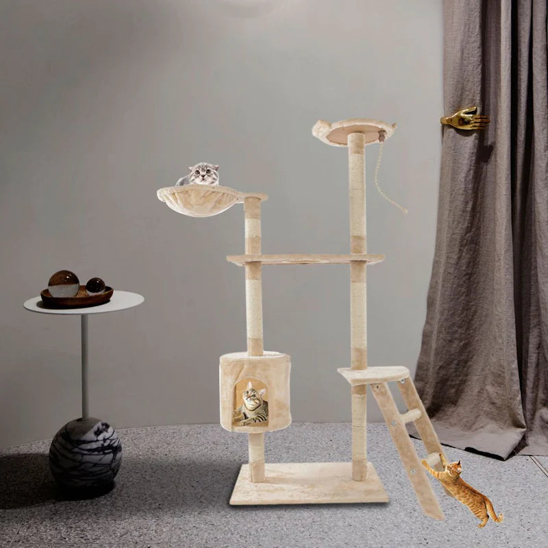 Solid Sisal Rope Cat Tower Beige