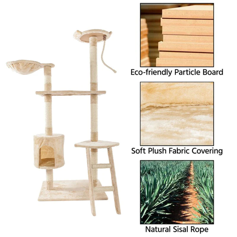 Solid Sisal Rope Cat Tower Beige