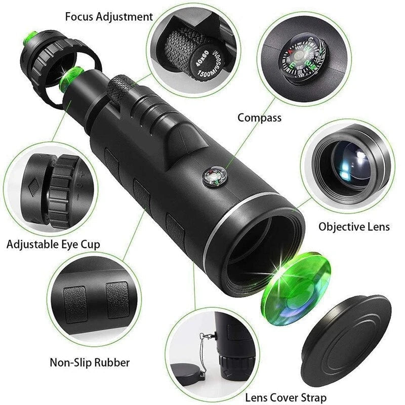 Starscope HD Monocular  With Smartphone Holder & Tripod - Waterproof Monocular Telescope