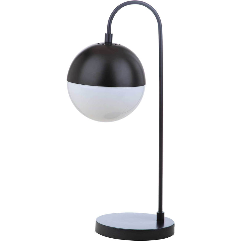 Black Arc Table Lamp with Black/White Sphere Shade - Alforyo