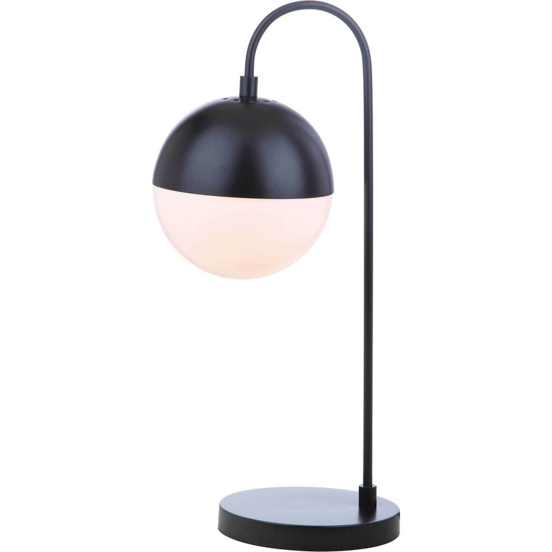 Black Arc Table Lamp with Black/White Sphere Shade - Alforyo