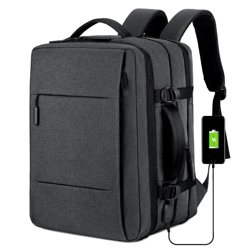 Men’s Waterproof Business Backpack – Expandable USB Laptop Bag with Large Capacity, Ideal for School, Travel, or Daily Commutes