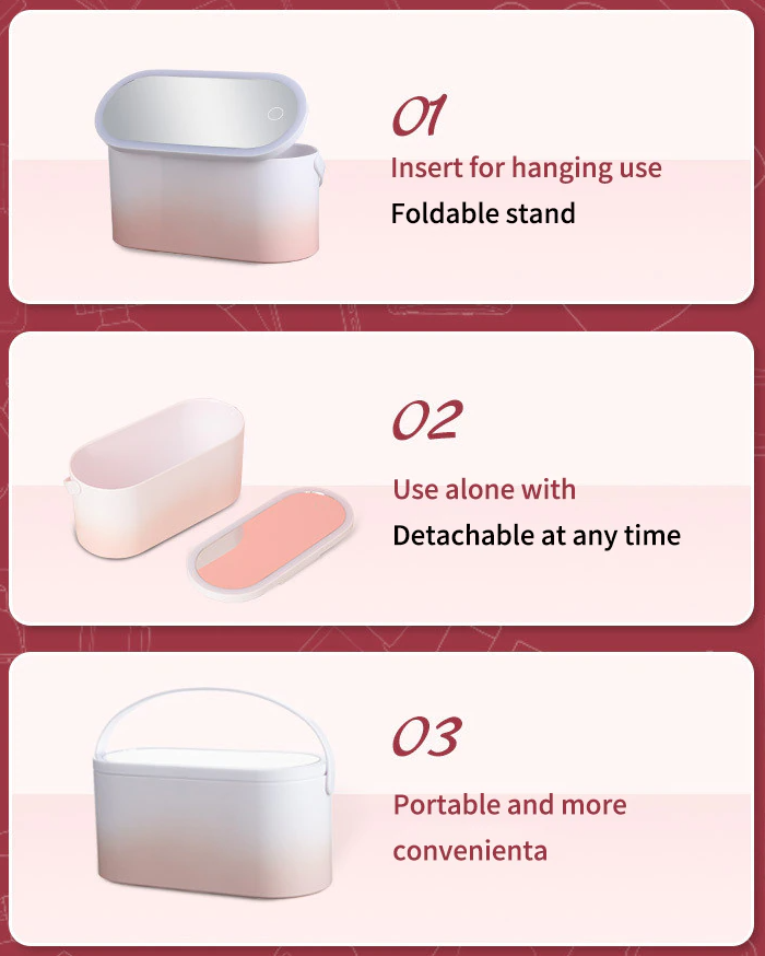 Travel Makeup Organizer Box with LED Light