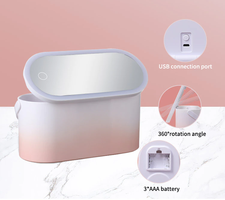 Travel Makeup Organizer Box with LED Light