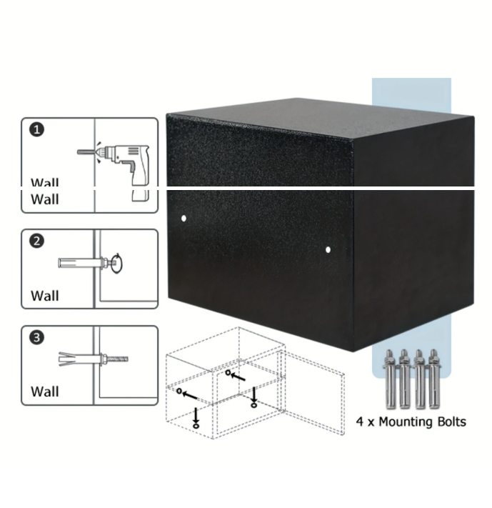 Large Digital Fireproof Safe – Steel Security Box with 2 Fire & Water Bags, Wall Mount, Ideal for Office & Home Valuables