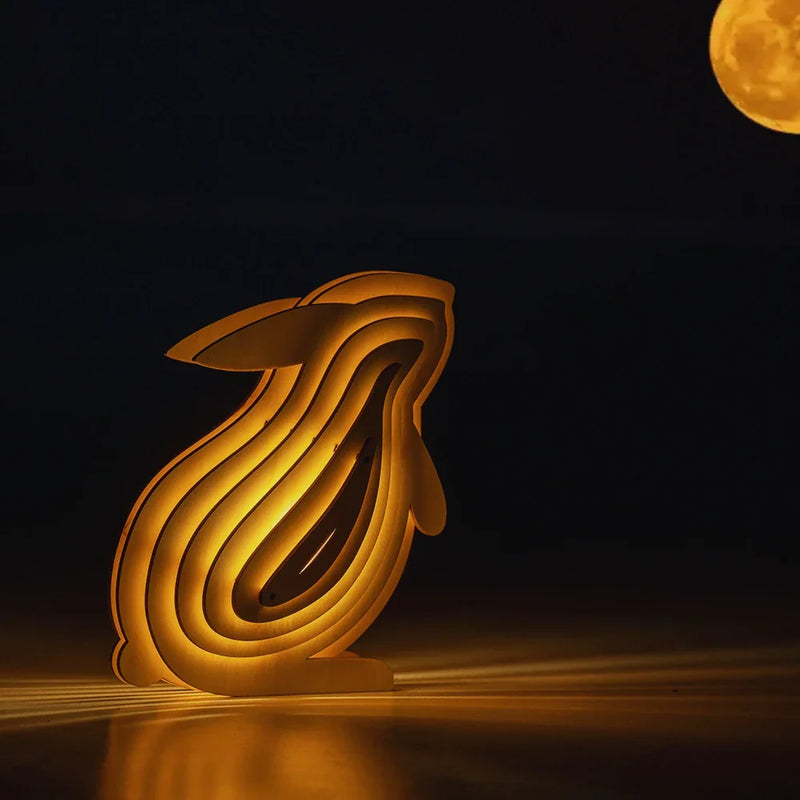 Wooden 3D Animal Lamp – Interactive DIY Night Light