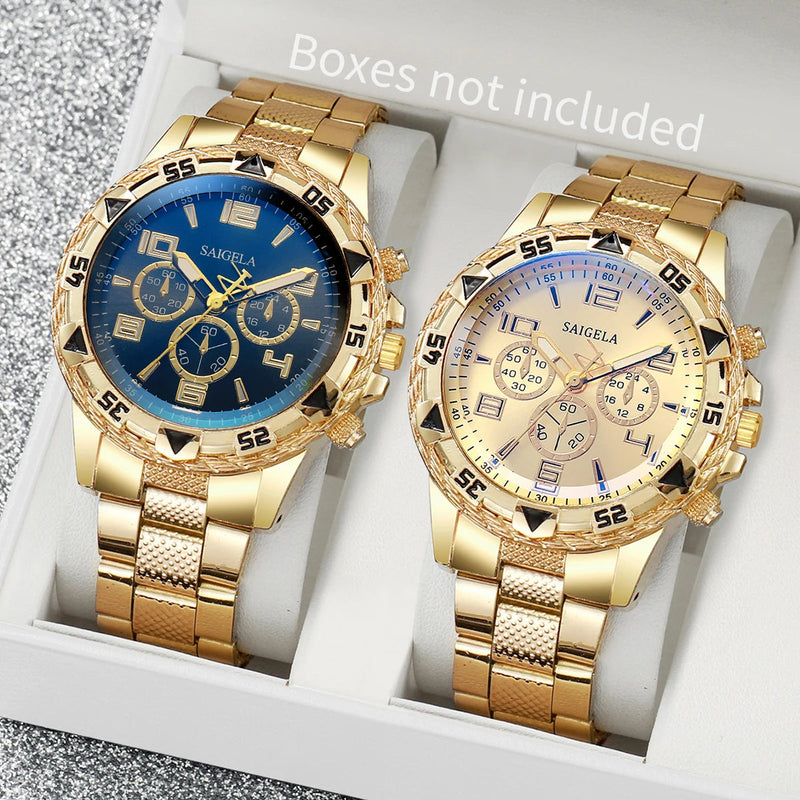 Set of Two Men’s Business Watches – Elegant Steel Band with Arabic Dial, Quartz Precision without Box