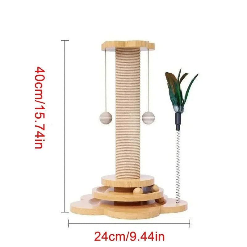 Cat Turntable Scratcher – Funny Interactive Cat Stick and Sisal Scratching Board for Fun Play and Exercise