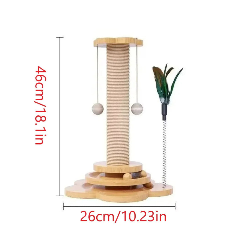 Cat Turntable Scratcher – Funny Interactive Cat Stick and Sisal Scratching Board for Fun Play and Exercise