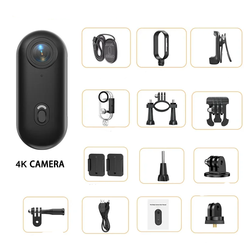 Ultra-Compact 4K WiFi Action Camera – Wireless Mini Bodycam for Motorcycle Helmet Perfect for Capturing Every Outdoor Adventure