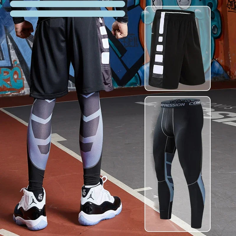Men’s Fitness Compression Tracksuit Set – Sportswear with Leggings, Sweatpants & Rash Guard for Intense Training & Gym Performance