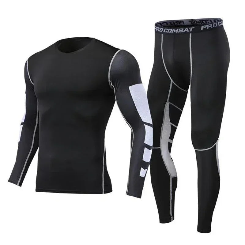 Men’s Fitness Compression Tracksuit Set – Sportswear with Leggings, Sweatpants & Rash Guard for Intense Training & Gym Performance