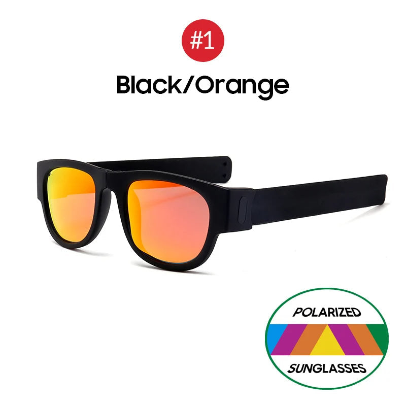 Folding Slap Sunglasses – Trendy Polarized Shades for Men with Mirror Finish and Wristband-Style Folding Innovation