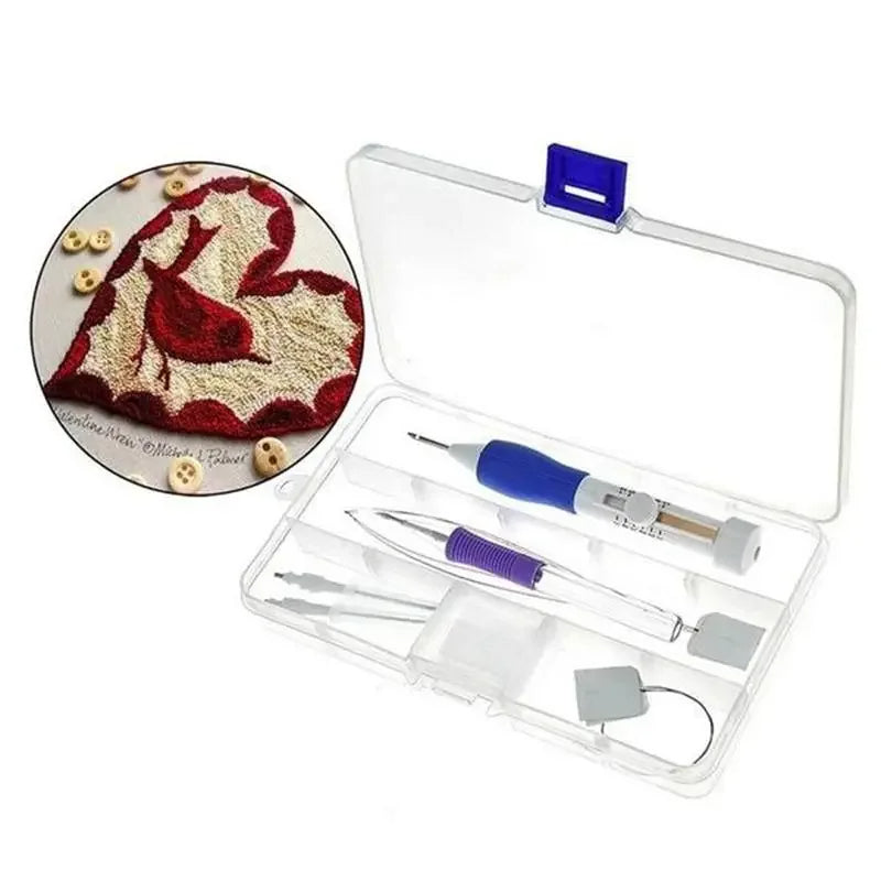 Embroidery Punch Needle Kit - DIY Stitching Set with Pen for Clothes & Craft Projects